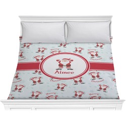 Santa Clause Making Snow Angels Comforter - King w/ Name or Text