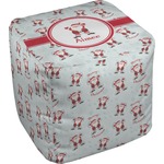 Santa Clause Making Snow Angels Cube Pouf Ottoman - 18" w/ Name or Text