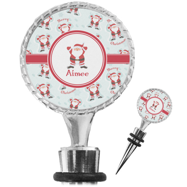 Custom Santa Clause Making Snow Angels Wine Bottle Stopper (Personalized)
