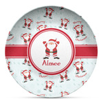Santa Clause Making Snow Angels Microwave Safe Plastic Plate - Composite Polymer (Personalized)