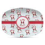 Santa Clause Making Snow Angels Plastic Platter - Microwave & Oven Safe Composite Polymer (Personalized)