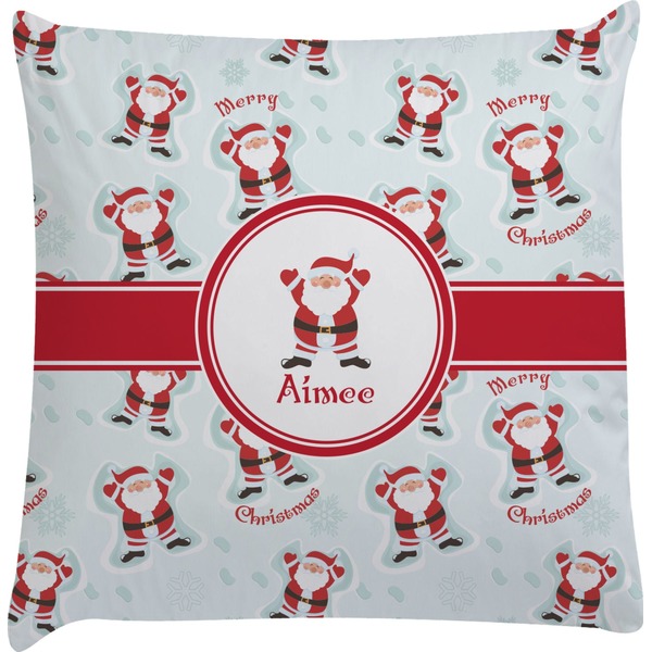 Custom Santa Clause Making Snow Angels Decorative Pillow Case w/ Name or Text