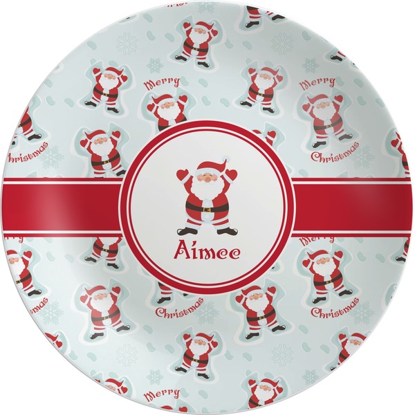 Custom Santa Clause Making Snow Angels Melamine Plate - 10" (Personalized)