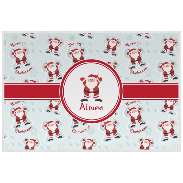 Custom Santa Clause Making Snow Angels Laminated Placemat w/ Name or Text