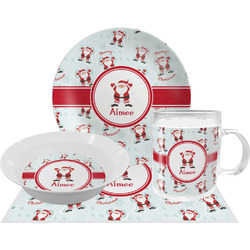 Santa Clause Making Snow Angels Dinner Set - Single 4 Pc Setting w/ Name or Text