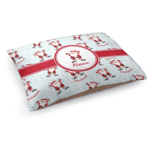 Custom Santa Clause Making Snow Angels Dog Bed - Medium w/ Name or Text