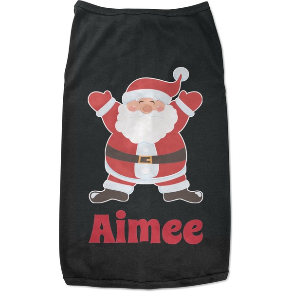 Custom Santa Clause Making Snow Angels Black Pet Shirt (Personalized)