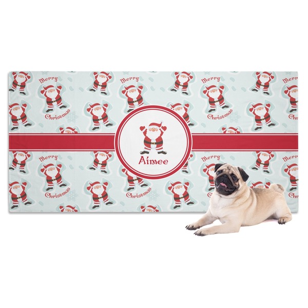 Custom Santa Clause Making Snow Angels Dog Towel w/ Name or Text