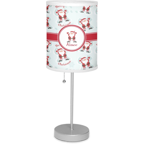 Custom Santa Clause Making Snow Angels 7" Drum Lamp with Shade Linen (Personalized)