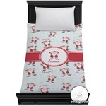 Santa Clause Making Snow Angels Duvet Cover - Twin w/ Name or Text