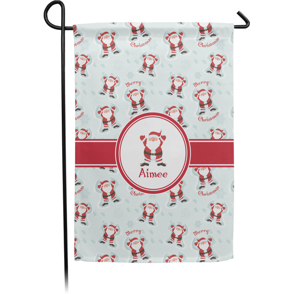 Custom Santa Clause Making Snow Angels Garden Flag (Personalized)