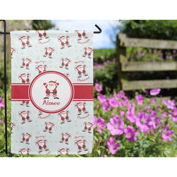 Santa Claus Garden Flag - Outside In Flowers