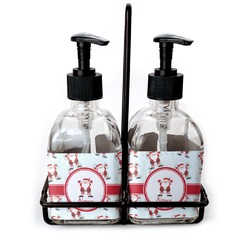 Santa Clause Making Snow Angels Glass Soap & Lotion Bottle Set (Personalized)