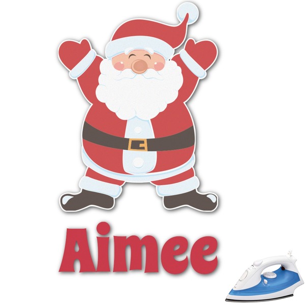 Custom Santa Clause Making Snow Angels Graphic Iron On Transfer (Personalized)