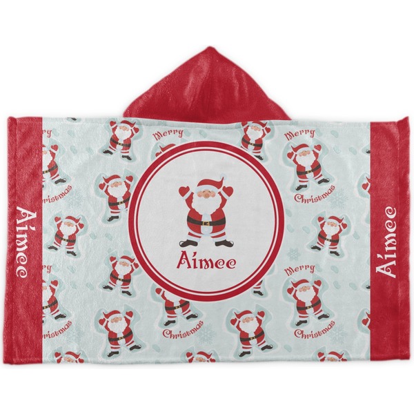 Custom Santa Clause Making Snow Angels Kids Hooded Towel (Personalized)