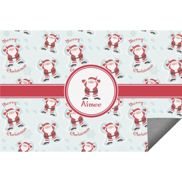 Custom Santa Clause Making Snow Angels Indoor / Outdoor Rug (Personalized)