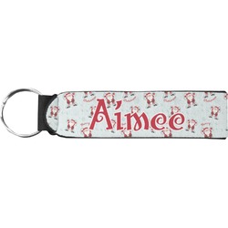 Santa Clause Making Snow Angels Neoprene Keychain Fob (Personalized)