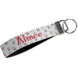 Santa Clause Making Snow Angels Webbing Keychain Fob - Small (Personalized)
