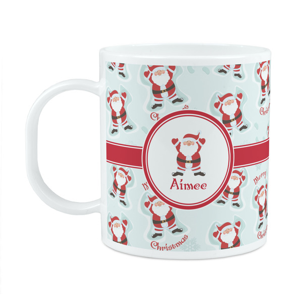 Custom Santa Clause Making Snow Angels Plastic Kids Mug (Personalized)