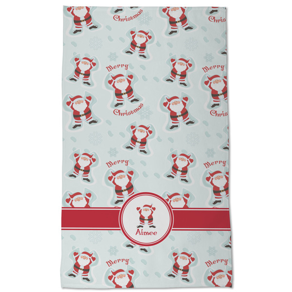 Santa Clause Making Snow Angels Kitchen Towel - Poly Cotton - Full Front
