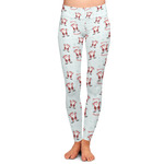 Santa Clause Making Snow Angels Ladies Leggings