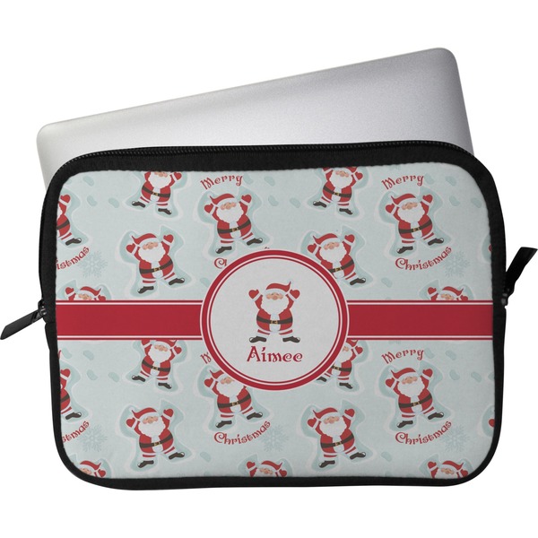 Custom Santa Clause Making Snow Angels Laptop Sleeve / Case (Personalized)
