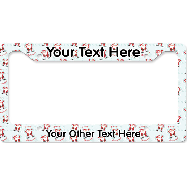 Custom Santa Clause Making Snow Angels License Plate Frame - Style B (Personalized)