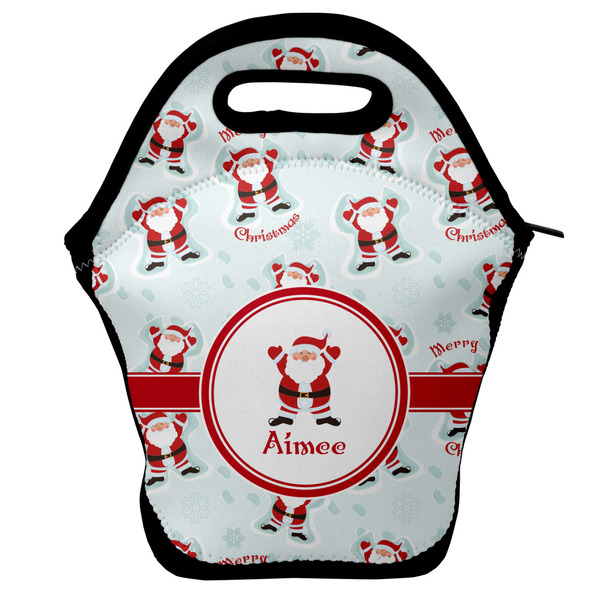 Custom Santa Clause Making Snow Angels Lunch Bag w/ Name or Text