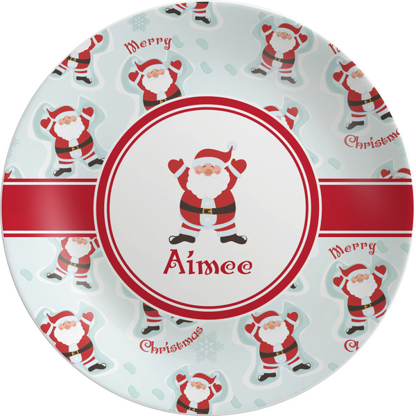 Custom Santa Clause Making Snow Angels Melamine Plate (Personalized)