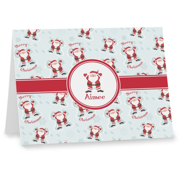 Custom Santa Clause Making Snow Angels Note cards w/ Name or Text