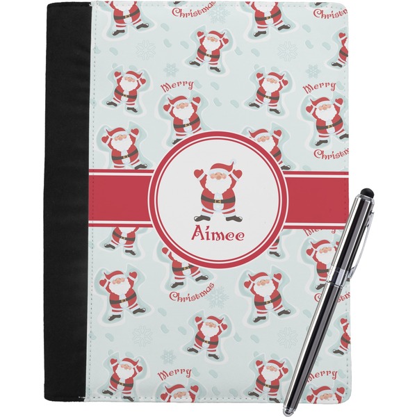 Custom Santa Clause Making Snow Angels Notebook Padfolio - Large w/ Name or Text