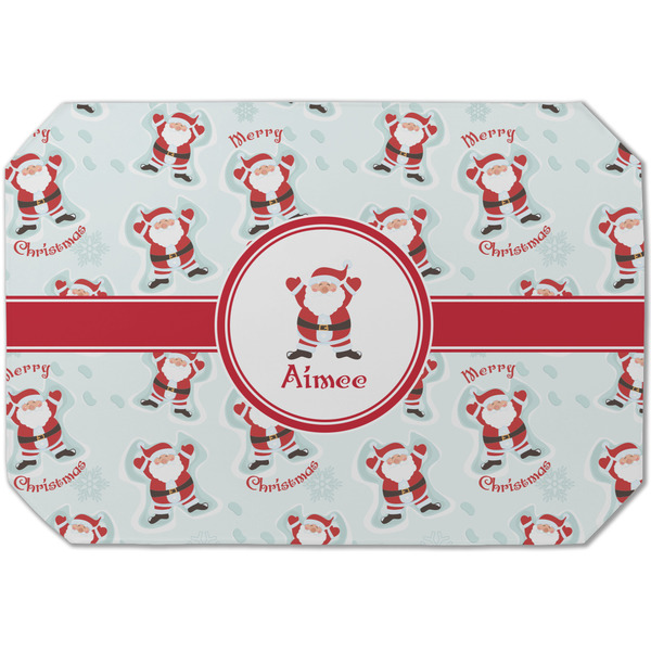 Custom Santa Clause Making Snow Angels Dining Table Mat - Octagon (Single-Sided) w/ Name or Text