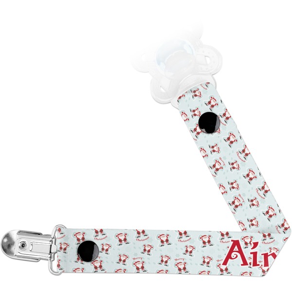 Custom Santa Clause Making Snow Angels Pacifier Clip (Personalized)