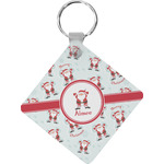 Santa Clause Making Snow Angels Diamond Plastic Keychain w/ Name or Text