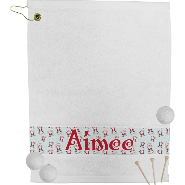 Custom Santa Clause Making Snow Angels Golf Bag Towel (Personalized)