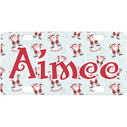 Santa Clause Making Snow Angels Mini / Bicycle License Plate (4 Holes) (Personalized)