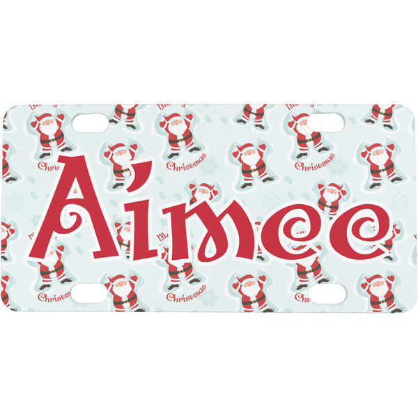 Custom Santa Clause Making Snow Angels Mini / Bicycle License Plate (4 Holes) (Personalized)