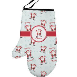 Santa Clause Making Snow Angels Left Oven Mitt w/ Name or Text