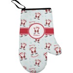 Santa Clause Making Snow Angels Right Oven Mitt w/ Name or Text