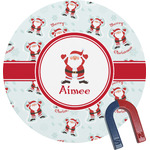 Santa Clause Making Snow Angels Round Fridge Magnet (Personalized)