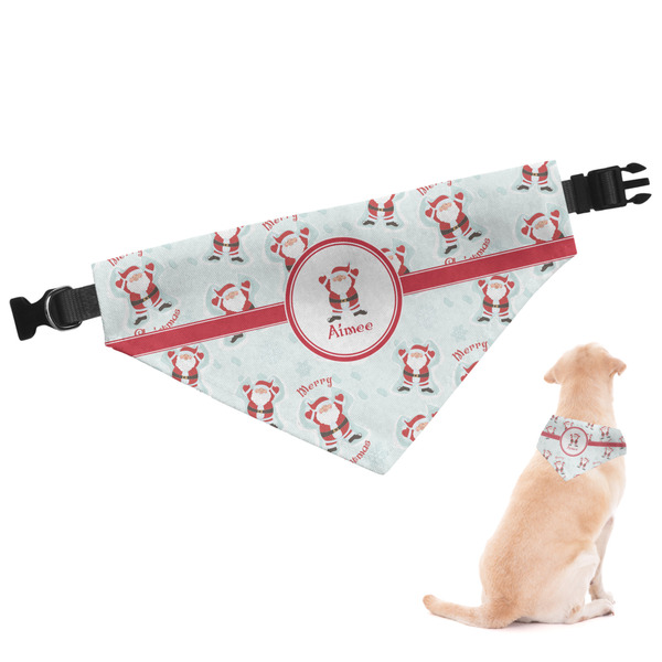 Custom Santa Clause Making Snow Angels Dog Bandana (Personalized)