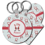 Santa Clause Making Snow Angels Plastic Keychain (Personalized)