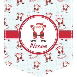 Santa Clause Making Snow Angels Iron On Faux Pocket w/ Name or Text