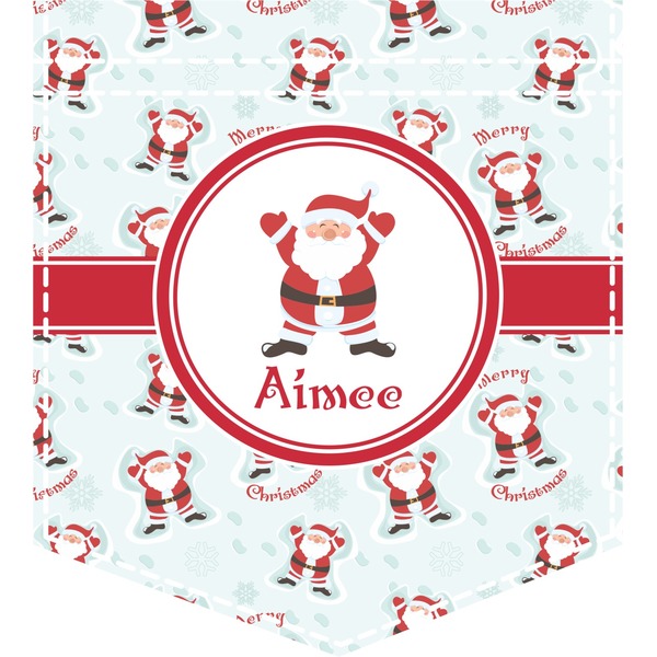 Custom Santa Clause Making Snow Angels Iron On Faux Pocket w/ Name or Text