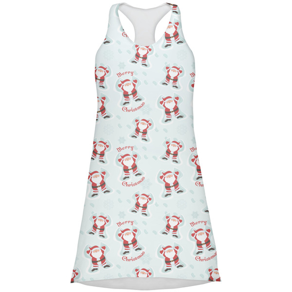 Custom Santa Clause Making Snow Angels Racerback Dress - Large