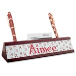 Santa Clause Making Snow Angels Red Mahogany Nameplate with Business Card Holder (Personalized)