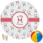 Santa Clause Making Snow Angels Round Beach Towel (Personalized)