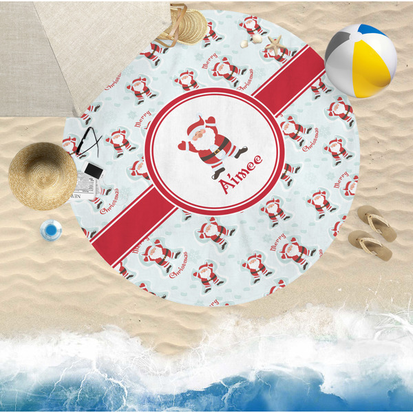 Santa Claus Round Beach Towel Lifestyle