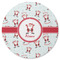 Santa Clause Making Snow Angels Round Rubber Backed Coaster w/ Name or Text