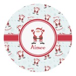 Santa Clause Making Snow Angels Round Decal (Personalized)